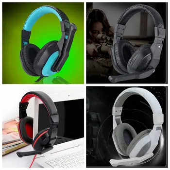 Lupuss G1 Adjustable 3.5mm Sports Microphone Gaming Headphones Headset Low Bass Stereo with Mic Wired for Laptop Tablet Phones