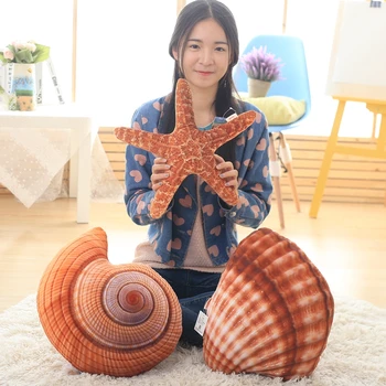 1pc Creative Marine Life Plush Pillows Conch & Shell & Starfish Staffed Plush Toys Cute Cushion Dolls for Kids Children