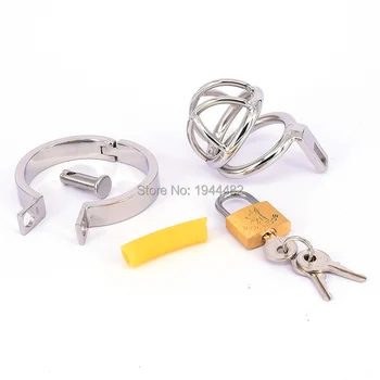 Male Chastity Device Stainless Steel Cock Short Cage Men's Virginity Lock, Small Chastity Belt Adult Game Sex Toys
