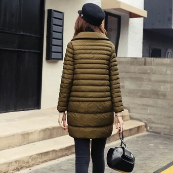 The new winter coat collar suit girls long slim padded jacket all-match Korean fashion dress tide