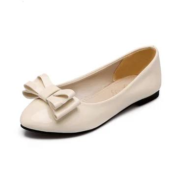 Big Size 11 12 Ballet Flats Casual Solid Pointed Toe Butterfly-knot Women's Shoes Woman For Women