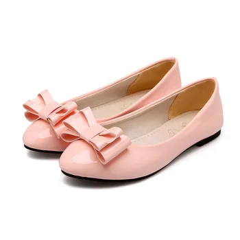 Big Size 11 12 Ballet Flats Casual Solid Pointed Toe Butterfly-knot Women's Shoes Woman For Women