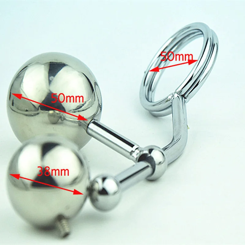 Steel Male Chastity Belt Anal Toys Butt Plug Anal Hook With Penis Ring Erotic Sex Toys C97