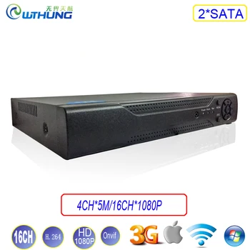 Network Video Recorder XMeye Hisiclion Chip 2*SATA 16CH*1080P/4CH*5M Onvif NVR Metal Case for CCTV security IP camera montior