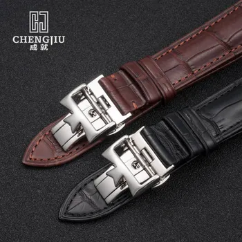 19 20 21 22mm Crocodile Leather Strap For Vacheron Constantin/Melisa/Longines Watchband Wrist Bracelet Montre Band Men Butterfly