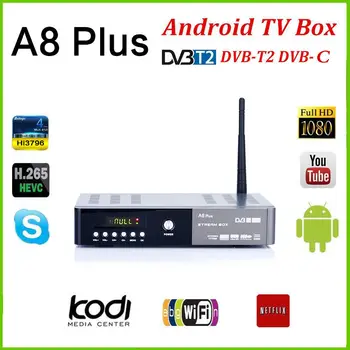 A8 plus DVB-S2 DVB-T2 S2 Android Smart TV Box HD Satellite TV Receiver PowerVu Biss key Cccam Wifi Media player iptv pvr