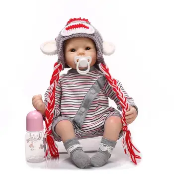 22inch New Real Silicone Reborn Boy Baby Doll Toy Newborn Babies Dolls Play House Early Education Toy Birthday Gift Present
