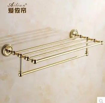 Luxury all-copper gilt gold bathroom accessories Continental Shelf towel rack bathroom towel rack washroom decor