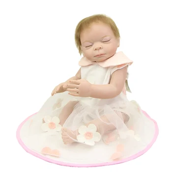 Lifelike Sleeping Girl Baby Dolls 20 Inch 50 Full Silicone Vinyl Alive Realistic Babies Girl With Hair Kids Birthday Xmas Gift