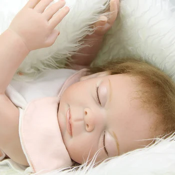 Lifelike Sleeping Girl Baby Dolls 20 Inch 50 Full Silicone Vinyl Alive Realistic Babies Girl With Hair Kids Birthday Xmas Gift