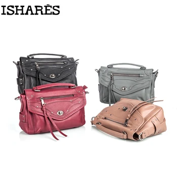 ISHARES 5 Color Retro Casual Cover Women Handbags Genuine Cowhide Cross Body Messenger Shoulder Zipper Bags Bolsos Mujer IS8056