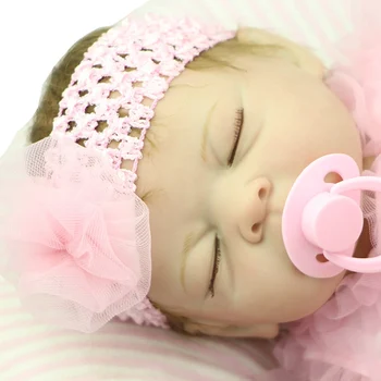 Collectible Lifelike Reborn Babies 20 Inch Full Silicone Vinyl Alive Sleeping Newborn Baby Toy With Dress Kids Birthday Gift