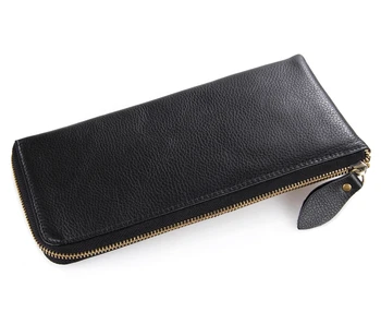 Nesitu Black Color Genuine Leather Long Size Men Wallets Man Clutch Purse Credit Card Holder #M8066