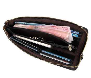 Nesitu Black Color Genuine Leather Long Size Men Wallets Man Clutch Purse Credit Card Holder #M8066
