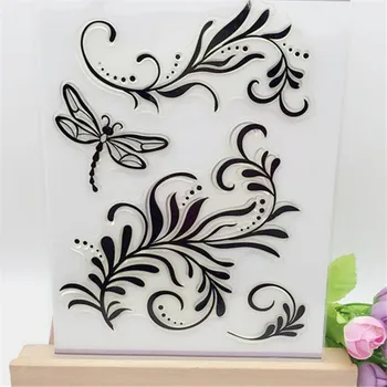 Dragonfly with Flowers Style Transparent Clear Stamp DIY Silicone Seals Scrapbooking/Card Making/Photo Album Decoration Supplies