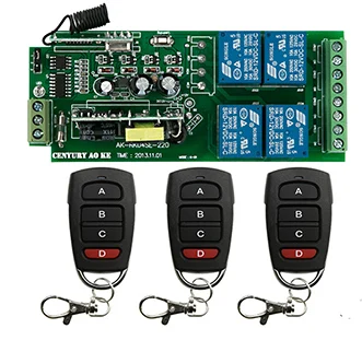 AC85v~250V 110V 220V 230V 4CH RF Wireless Remote Control Relay Switch Security System Garage Doors, Rolling Gate Electric Doors