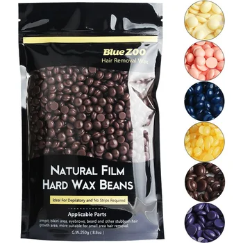 250g 6 Colors No Strip Depilatory Film Hard Wax Pellet Waxing Depilation Remover Bikini Hair Removal Bean 6027
