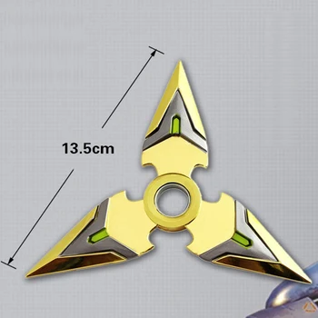 2017 New OW Genji Gold Shuriken Zinc Alloy Rotatable Darts Weapons Model Kids Christmas Gift Toy Weapon Action Figures KF025