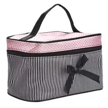 Fashion New Wholesale Square Bow Stripe Cosmetic Bag Makeup Bag 19*12*11cm DropShipping Hot