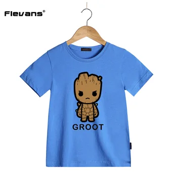 Flevans Kids Summer T Shirt Guardians of The Galaxy Groot Cartoon Boys/Girls Short Sleeve T-shirts Cotton Children Tees