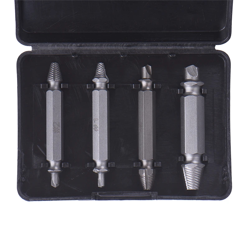 4pcs/set Breakage Bolt Extractor Damaged Screw Extractor Drill Bits Guide Set Broken Easy Pull Out Fastener Kit Home Accessories