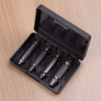 4pcs/set Breakage Bolt Extractor Damaged Screw Extractor Drill Bits Guide Set Broken Easy Pull Out Fastener Kit Home Accessories