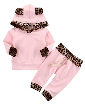 Newborn Baby Girl Clothing Set hooded Tops ,and Pants 2016 Long Sleeve infant Baby Girl Sets Outfits Pink 0-24M