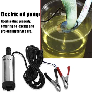 12V/24V Mini Electric Oil Pump Portable Fuel Water Pump with Stainless Steel Filter Net + Stainless Steel Shell +Halfway Switch