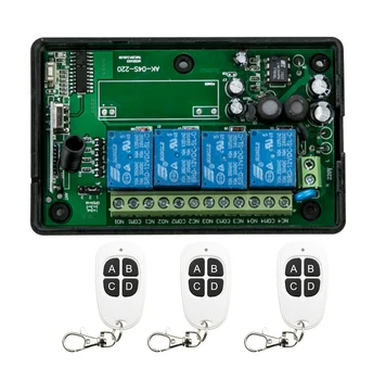 New AC85v~250V 110V 220V 230V 4CH Radio Remote Control Switch & 3* White 4 keys Waterproof Push Button Transmitter Garage Doors