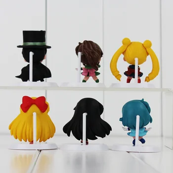 6pcs/lot Sailor Moon Canina Naruto One Piece Saint Seiya Digimon PVC Figures Doll Model Toys Children Toy Gifts 4.5-5.5cm
