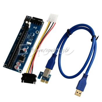 USB 3.0 PCI-E Express Powered Riser Card W/ Extender Cable 1x to 16x Monero #R179T#Drop Shipping