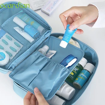 Blue Travel Cosmetic Makeup Toiletry Case Bag Wash Organizer Storage Pouch Handbag