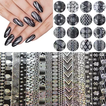 Halloween Pattern Silver&Black Nail Transfer Foil Mixed Design Hot Stamping Foil For Nail Art Gilded Paper Manicure Tool WY179