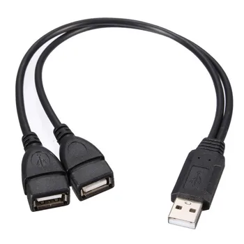 Top Quality For Laptop New USB 2.0 Male To 2 Dual USB Female Jack Splitter Hub Power Cord Adapter Cable For Compute