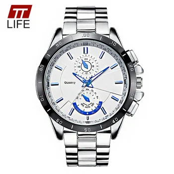TTLIFE Fashion Brand Sports Stainless Steel Luminous Waterproof Quartz Watch Luxury Wristwatches Mens Watches Relogio Masculino