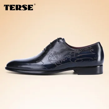 TERSE_ Genuine Leather Men Shoes Fashion Lace-Up Business Oxfords Flats Dress Shoes Factory Price OEM ODM