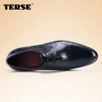 TERSE_ Genuine Leather Men Shoes Fashion Lace-Up Business Oxfords Flats Dress Shoes Factory Price OEM ODM