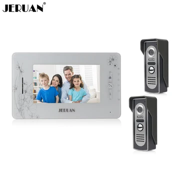 JERUAN 7`` video door phone intercom system video doorphone doorbell speaker intercom recording photo taking 1 indoor 2 outdoor