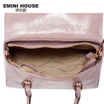 EMINI HOUSE Vintage Oil Wax Genuine Leather Women Crossbody Bag Luxury Handbags Women Messenger Bags Fashion Shoulder Bags