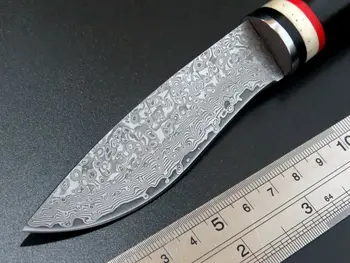 Damascus steel straight knife Outdoor Camping Survival Knife Tactical Knife EDC Hand Tools
