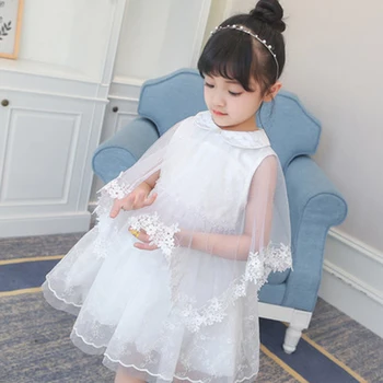 Children Letong 2017 Summer Lace Girls Dress Sleeveless Doll Collar Little Girls Dresses For Wedding Party Princess 3-13 Years