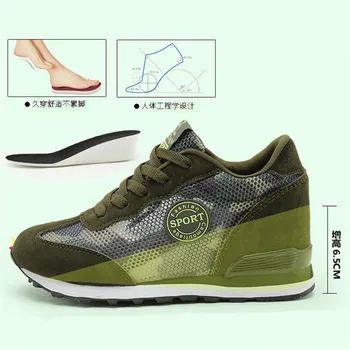 Women Mesh Breathable Wedge Camouflage Shoes Female Desert Digital Sneakers Lady Military Height Increasing Shoes Walking Shoes