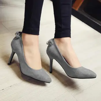 Size 32-42 Women High Heel Shoes Ladies Sweet Bowknot Pumps Pointed Toe Party Woman Thin Heels Footwear Stiletto Footwear