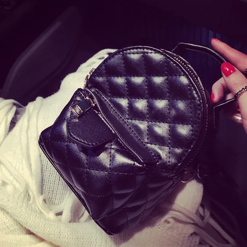 Classic Diamond Lattice MINI Backpack Women Fashion Simple Small Travel Bag Designer Rhombic Plaid Hand-held Bag PU Daypack
