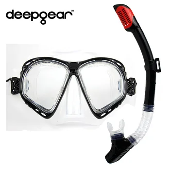 DEEPGEAR Top diving set silicon scuba mask myopia lens snorkel mask dry snorkel Adult diving equipment for nearsighted divers