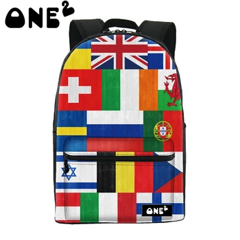 2017 ONE2 Design needlework pattern hot shot school bag eminent custom canvas backpack for teenage girls