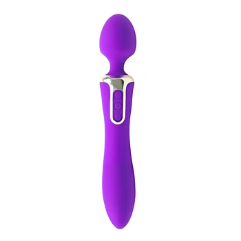 Double Head Intelligent Heating USB Rechargeable AV Vibrator Silicone Magic Wand Massager Vibrator Sex Toy For Women