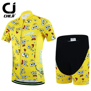 2017 CHEJI Kids Cycling Jerseys Sponge Baby Bike Children Ropa Ciclismo Short Sleeve Summer Wear Bicycle Clothes Set S-XXL