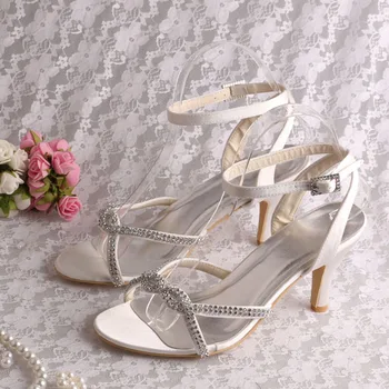Custom Handmade Med Heel Ankle Strap Wine Red Women Wedding Sandals for Party