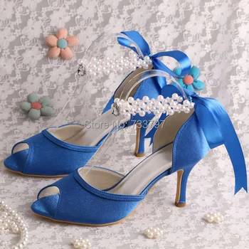 2016 New Design Women Royal Blue Sandals for Party Open Toe (20 Colors)Pearl Strap